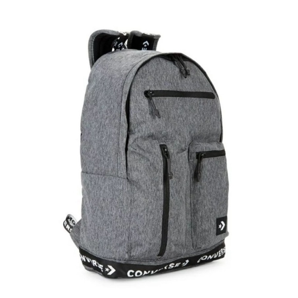 Converse EDC Poly Backpack Grey Heather Logo Tape Laptop Bag 5323-042